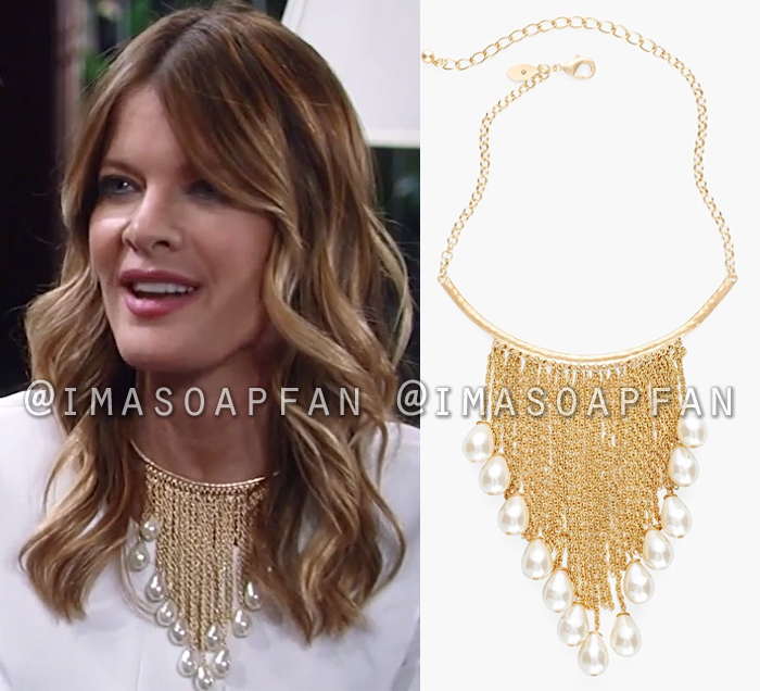 Nina Reeves's Pearl Bead Fringe Necklace - General Hospital, Season 55, Episode 10/06/17 Nina Reeves, Michelle Stafford, Pearl Bead Fringe Necklace, General Hospital, GH