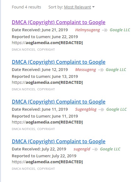 Pelaku laporan Google DMCA palsu