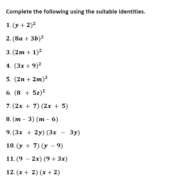 Math Algebraic expressions Revision