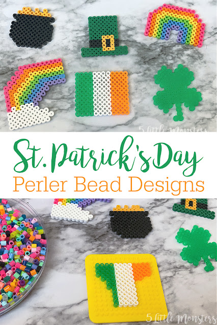 5 Little Monsters: St. Patrick's Day Perler Bead Designs
