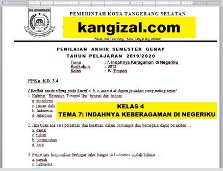 Soal Uas Pat Ukk Kelas 4 Tema 7 Kurikulum 2013 Revisi 2019 2020 Kang Izal Blog