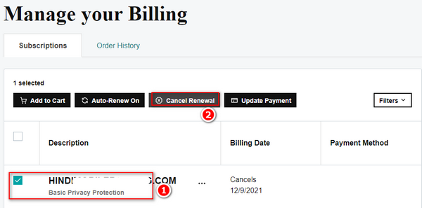Cancel Renewal Cancel Renewal
