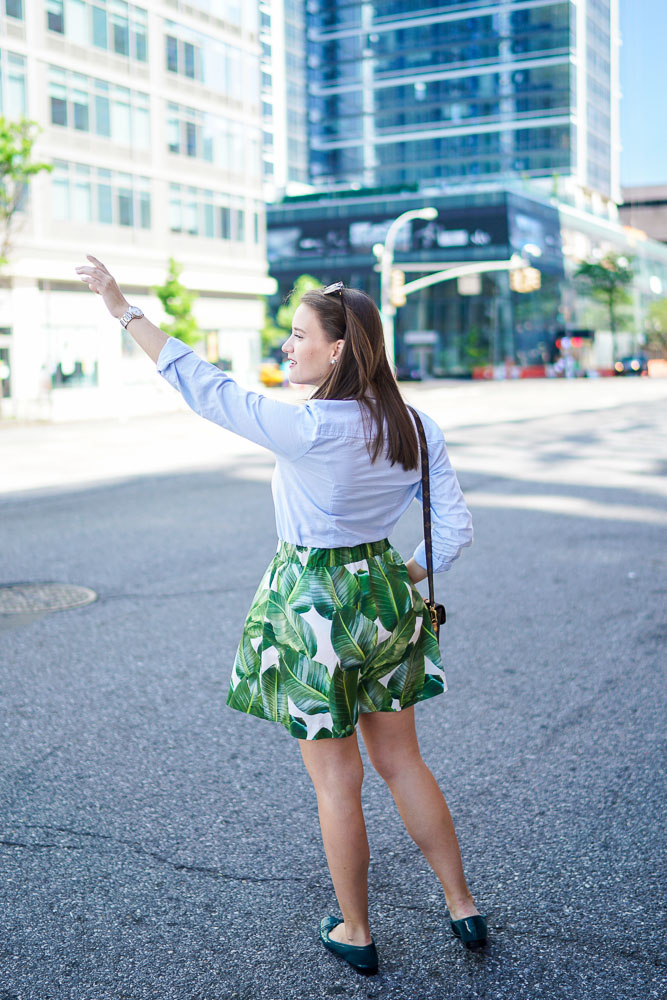 PARTYSKIRTS Alexandra Palm Skirt, Covering the Bases, Krista Robertson, Palm Tree pattern, Fashion Blogger