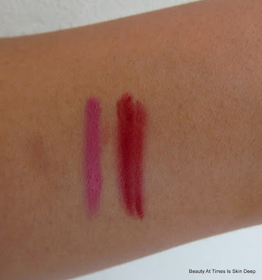 Essence Lip liners 07 Cute Pink 08 Red Blush swatch