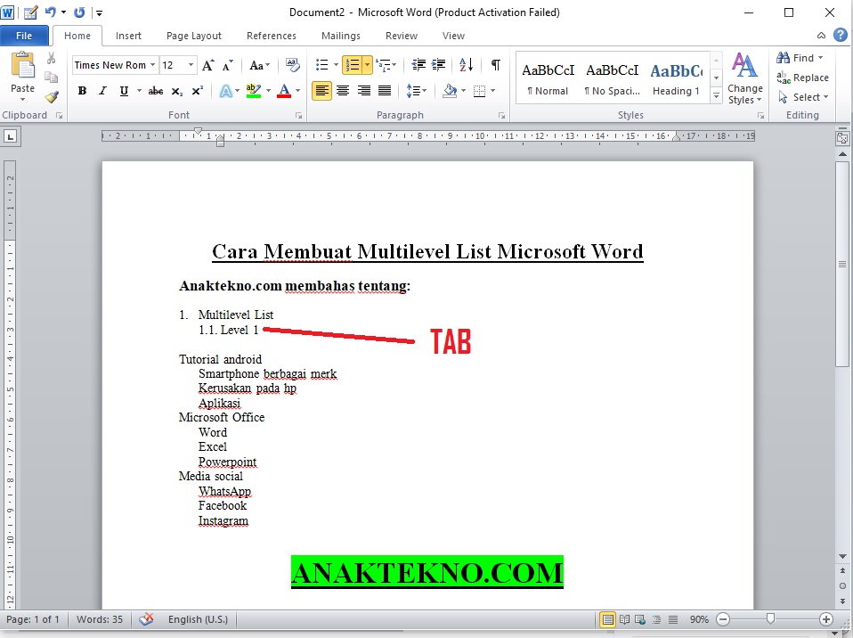 Cara Membuat Multilevel List (Daftar Bertingkat) Di Microsoft Word