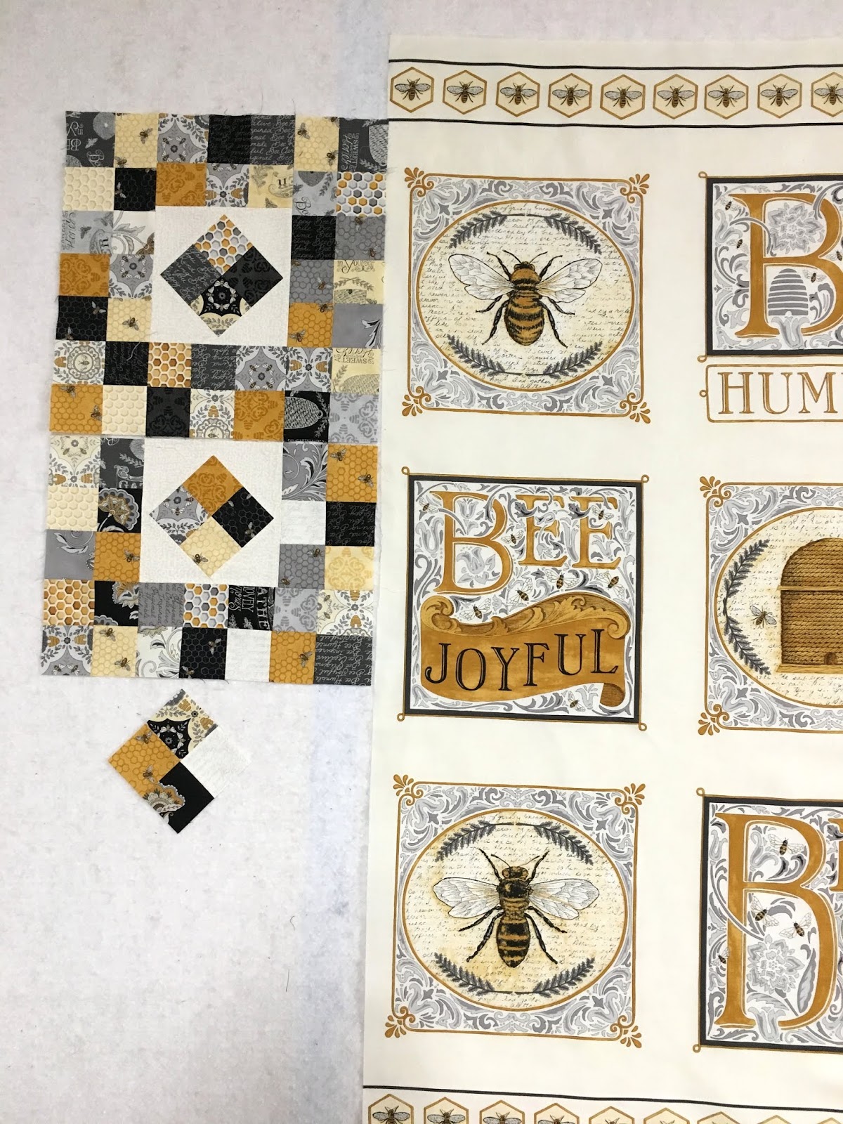 Ye Olde Bee Joyful Panel & Layer Cake Quilt (Part One)