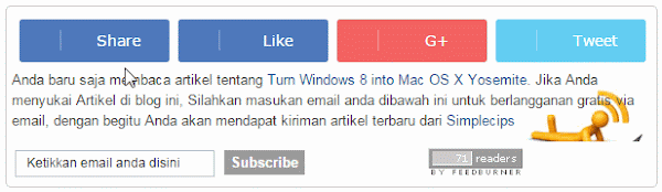 Feedburner + Sosial Share Button Membuat Widget Feedburner Sekaligus tombol Sosial Share efek Slide diBlog