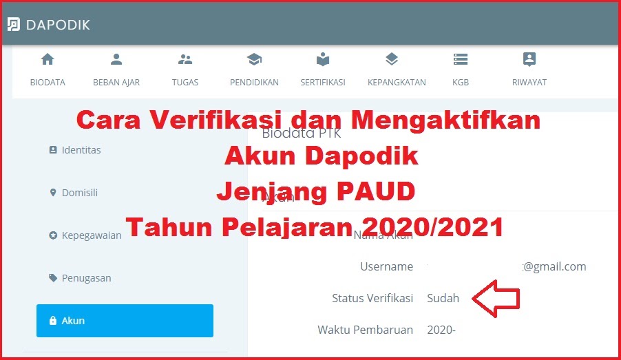 Cara Verifikasi dan Mengaktifkan Akun Dapodik Jenjang PAUD
