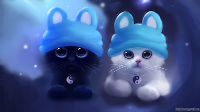 Hình nền dễ thương: Hai chú Mèo xinh xắn, đáng yêu