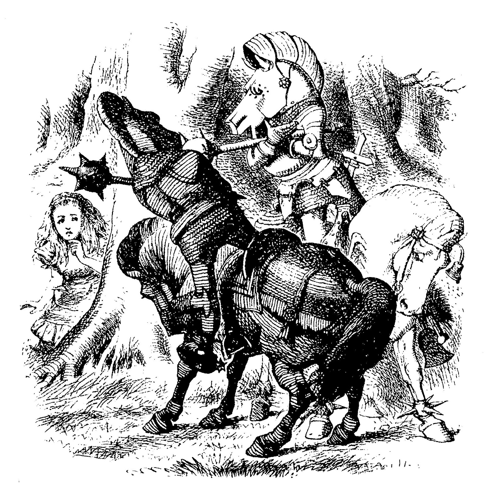 Digital Stamp Design Vintage White Knight Alice Illustrations Through