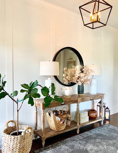 Everett wood table in foyer