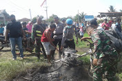 Tentara Amankan Pencuri Ternak yang Nyaris Di Amuk Massa, Motor Hangus Dibakar Warga