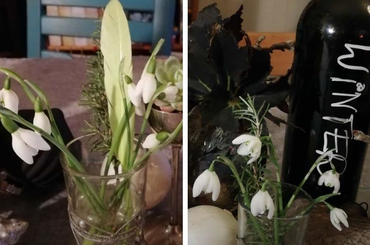 Kleines Sträußchen für gute Laune Schneeglöckchen und Rosmarin