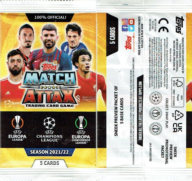 Football Cartophilic Info Exchange Topps UEFA Champions League Match Attax 2021/22 (11) Packets Football Cartophilic Info Exchange Topps UEFA Champions League Match Attax 2021/22 (11) Packets