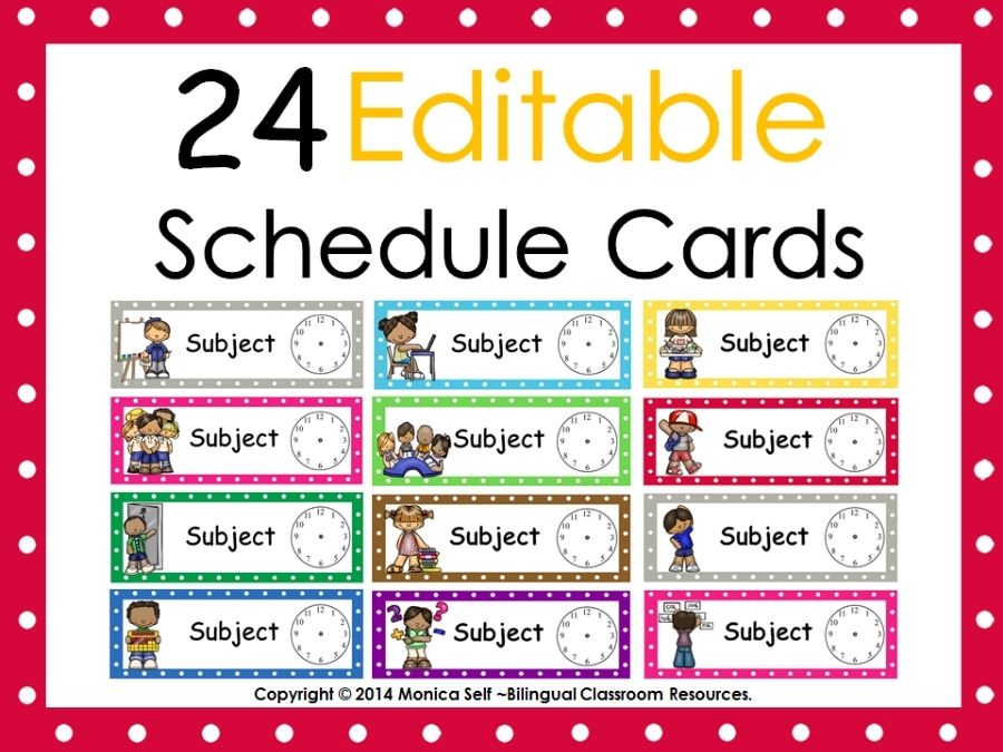 Easy Kid friendly And Editable Classroom Schedule Cards To Try This School Year Bilingual Easy Kid friendly And Editable Classroom Schedule Cards To Try This School Year Bilingual