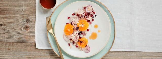 Rice salad with pomegranate grains