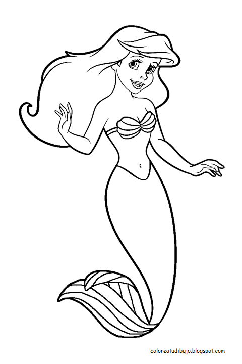 La sirenita: Dibujos de Ariel para colorear (Disney)