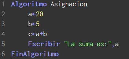 Asignar variable en PSeInt algoritmos