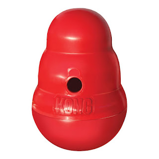 The Kong Wobbler dog food puzzle toy