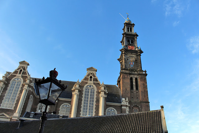 The Butterfly Balcony - Wendy's Week Liverpool to Amsterdam - View of the Westerkerk (West Church) and tower from outside Anne Frank museum