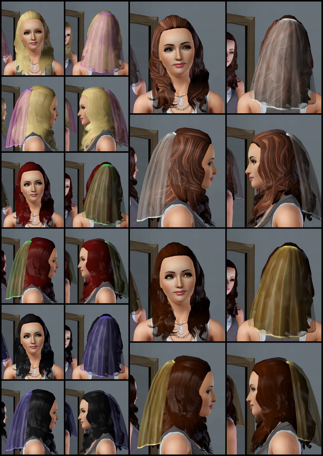 The Sims 3 Store Hair Showroom Long Curls with Veil