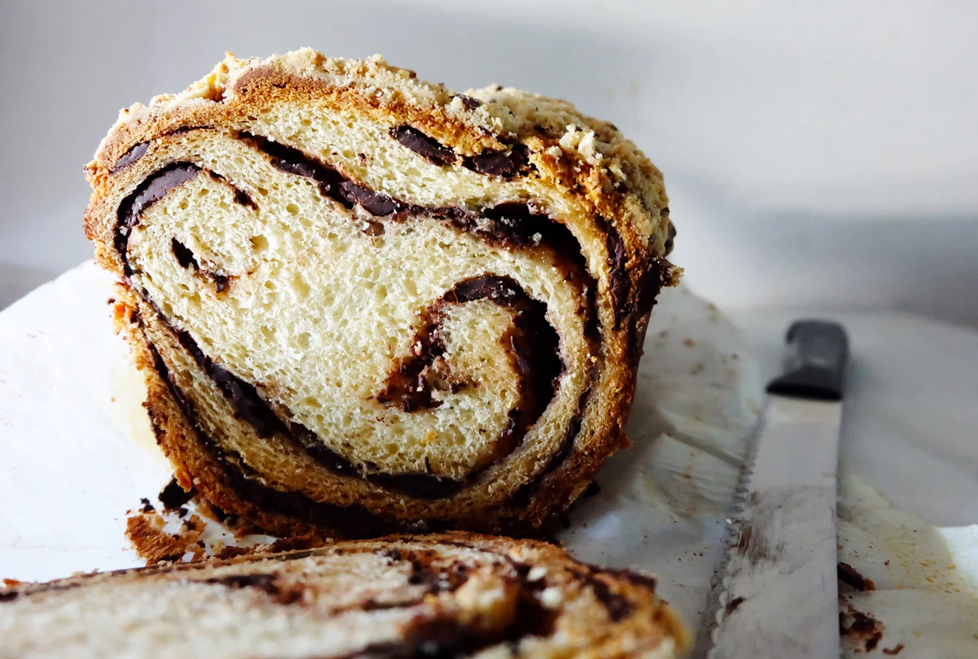 chocolate swirled coffee cake bread
