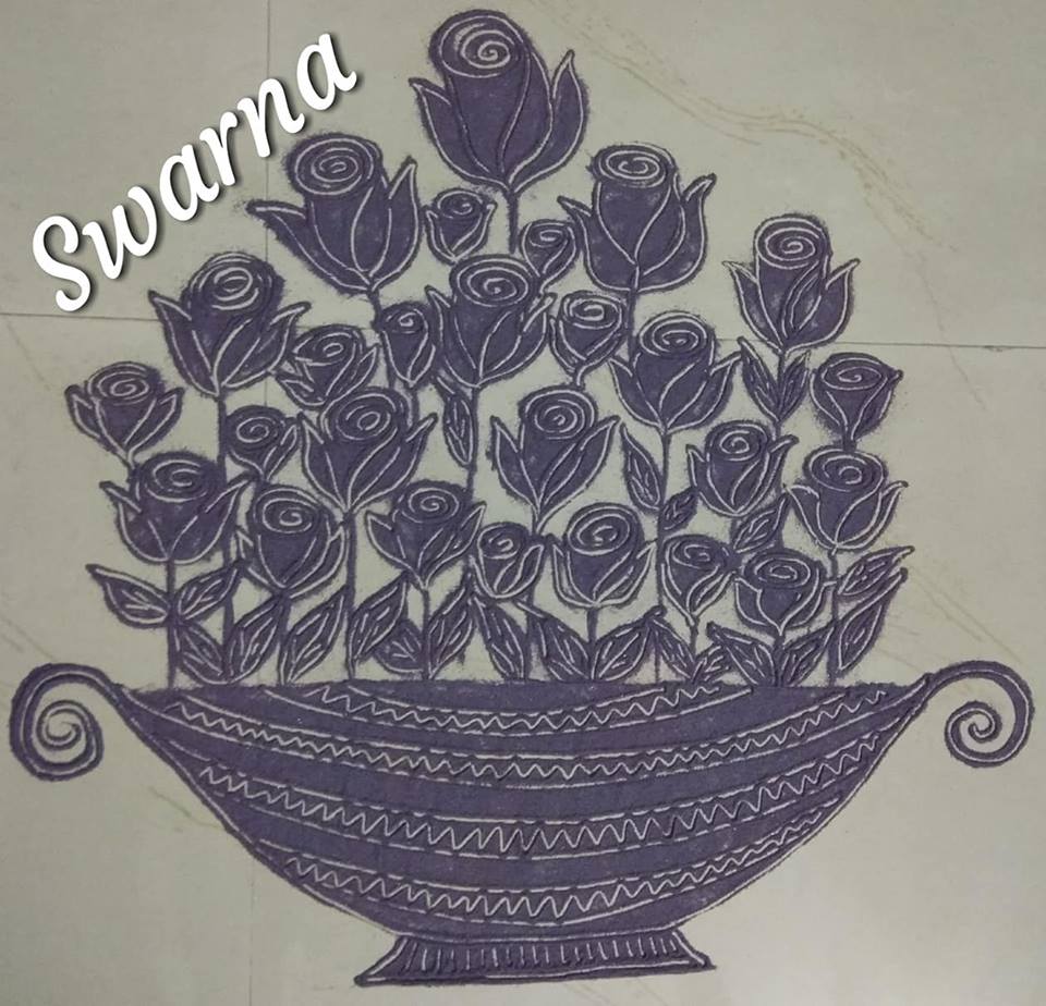TELUGU WEB WORLD 17+ SWARNA'S FLORAL FLOWER BASKETS RANGOLI ART