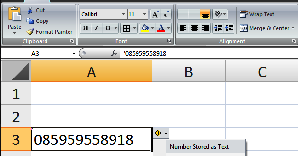 Cara Menampilkan Angka Nol pada Ms. Excel