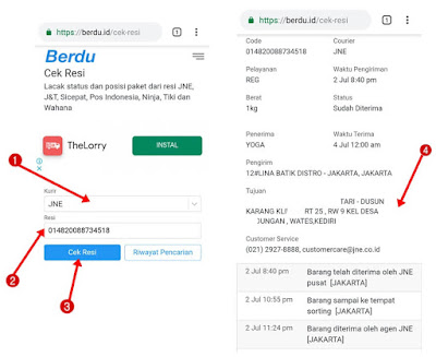 cek nomor resi jne