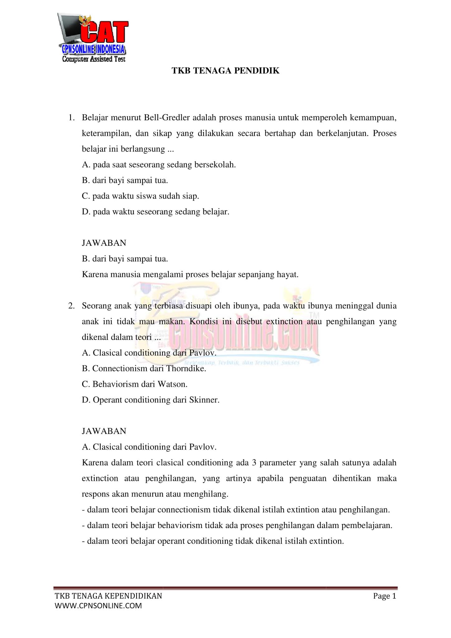 190+ Latihan Soal Tes CPNS SKB Guru SD 2021 + Pembahasan