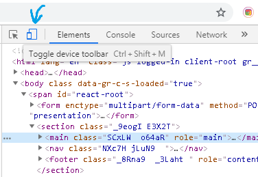 Enable mobile viewing mode on Chrome's DevTools