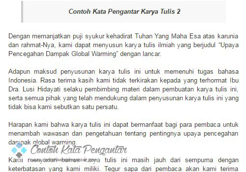 Contoh Kata Pengantar Karya Tulis Contoh Kata Pengantar