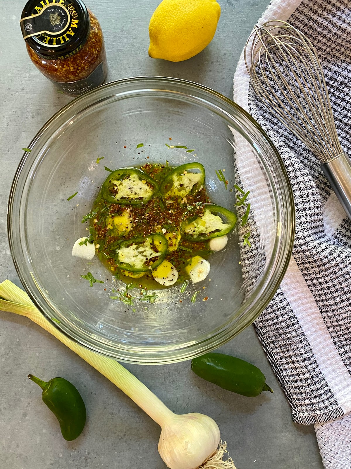 tarragon jalapeño spring garlic mustard marinade