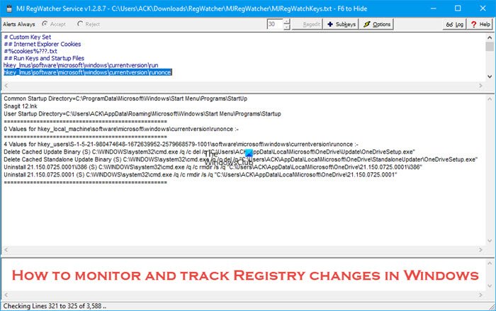 Cara memantau dan melacak perubahan Registry di Windows