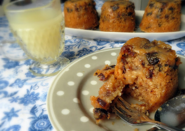 Prune & Walnut Puddings with a Lemon Sauce