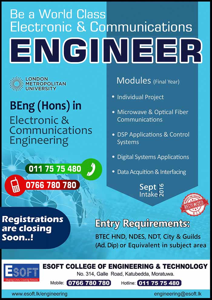 Be a World Class Electronic & Communications Engineer with London