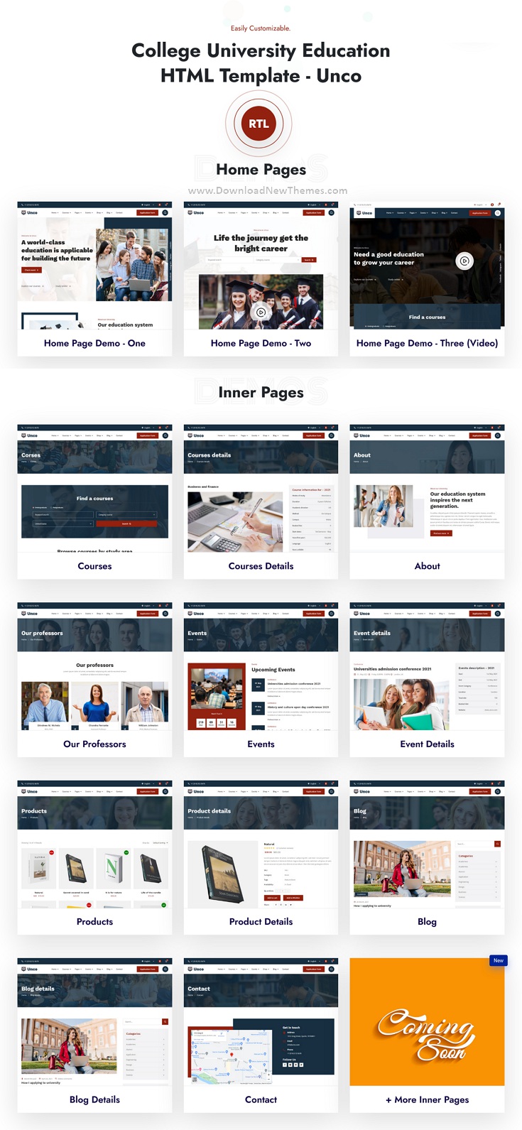 Unco - College University Education HTML Template Review - Download New ...