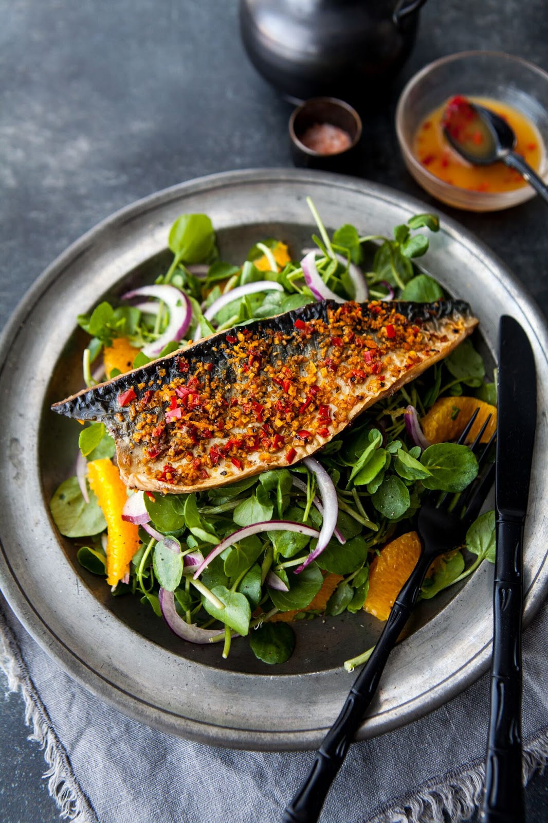 Grilled Mackerel And Watercress Salad With Orange And Chilli Claire