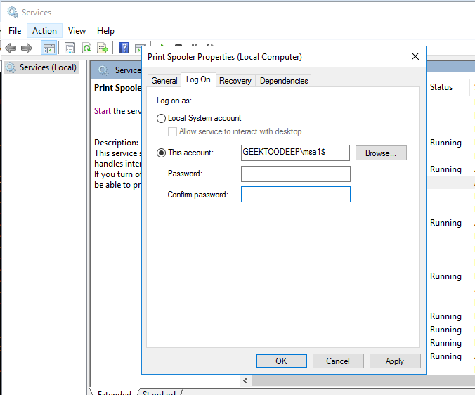 How to create & use Managed service account with IIS pool & Windows