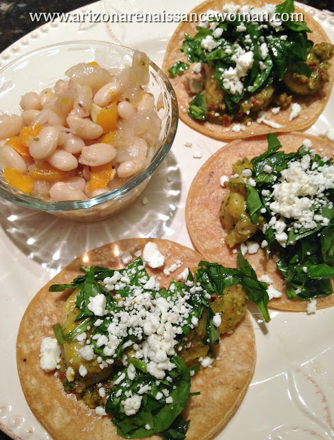 Shrimp Tacos with Basil, Sun-Dried Tomato, Feta, and Macadamia Nut Pesto