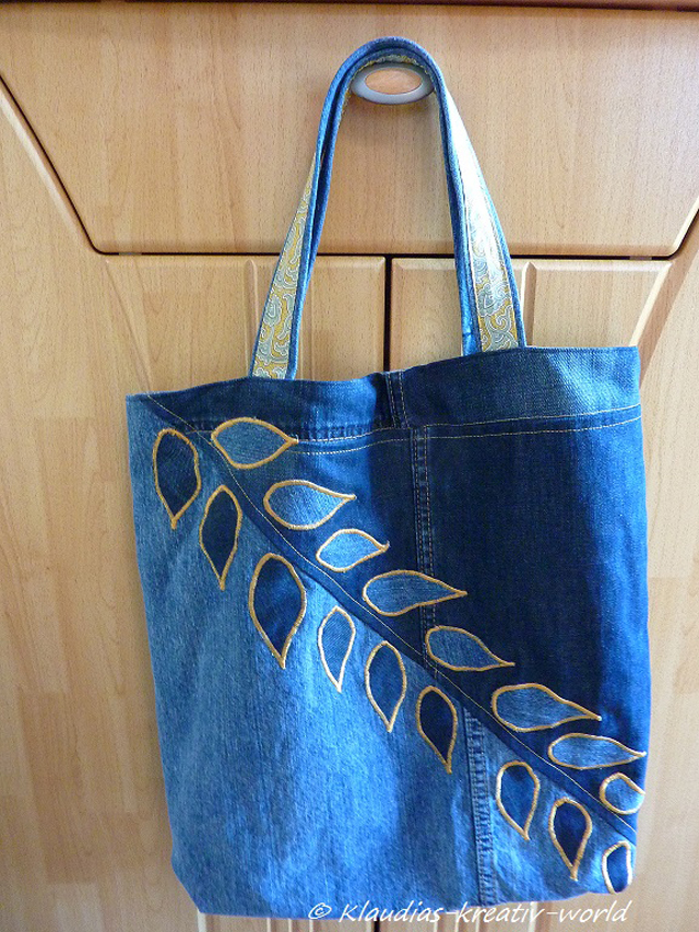 Threading My Way: Showcasing ~ Appliquéd Jeans Tote ~ Inspiration