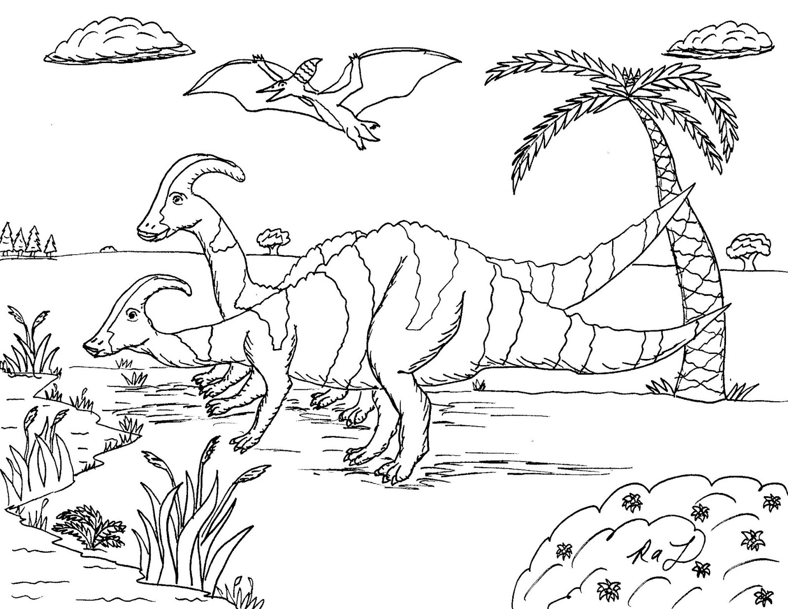 Robin's Great Coloring Pages: Types of Dinosaurs worksheet