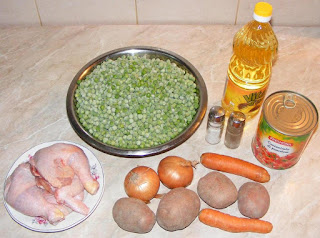 ingrediente mancare de mazare cu carne si legume, cum se face mancarea de mazare congelata cu carne de pui si legume, retete culinare, 