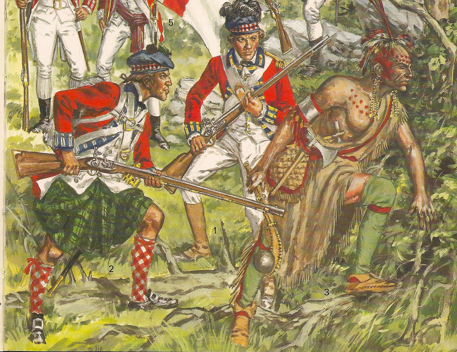Первый общеевропейский военный конфликт. Солдаты Франко индейской войне.