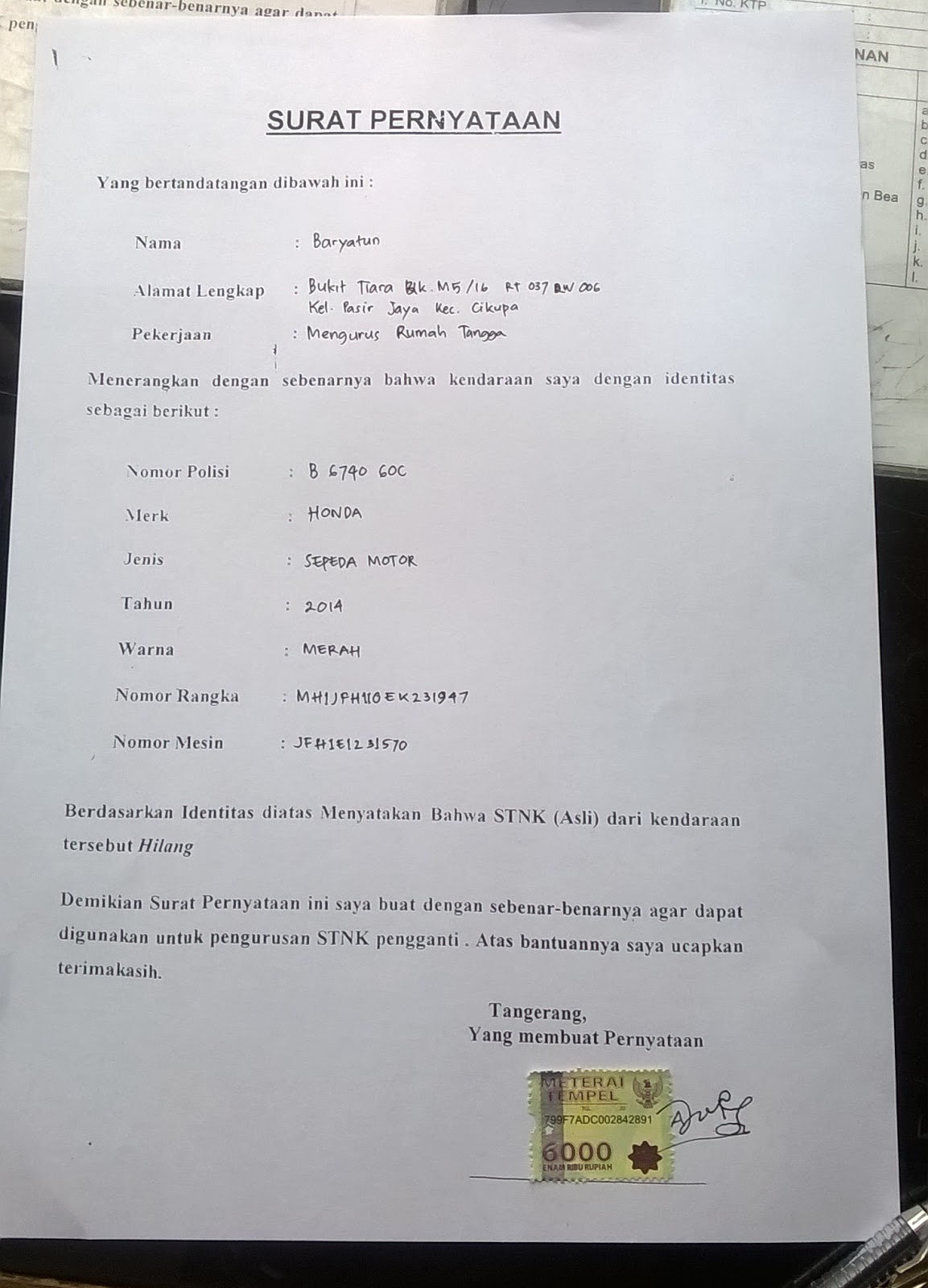 Surat Kuasa Mengurus Stnk Hilang Blackchecks