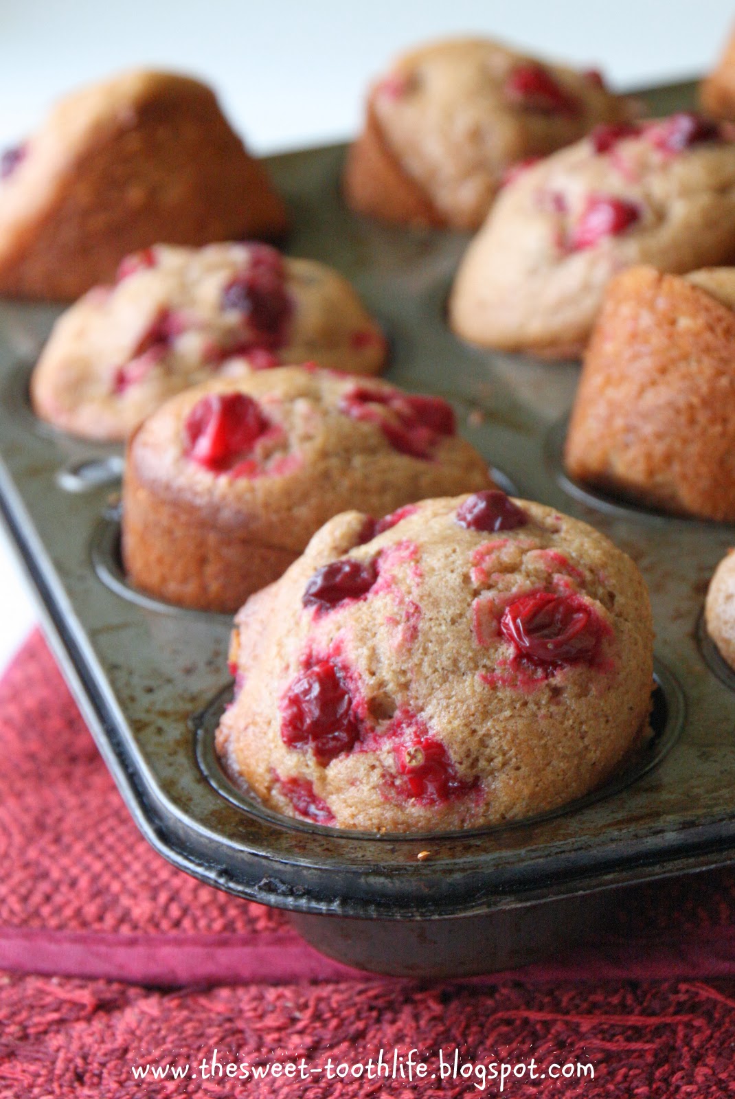 The Sweet {Tooth} Life Whole Wheat Fresh Cranberry Muffins (dairy free)