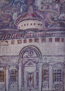 GIACINTO PLESCIA DIPINTO AD OLIO della Cappella Pazzi di BRUNELLESCHI FIRENZE