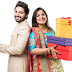 Indian Couple with Gifts Sweets Transparent Image