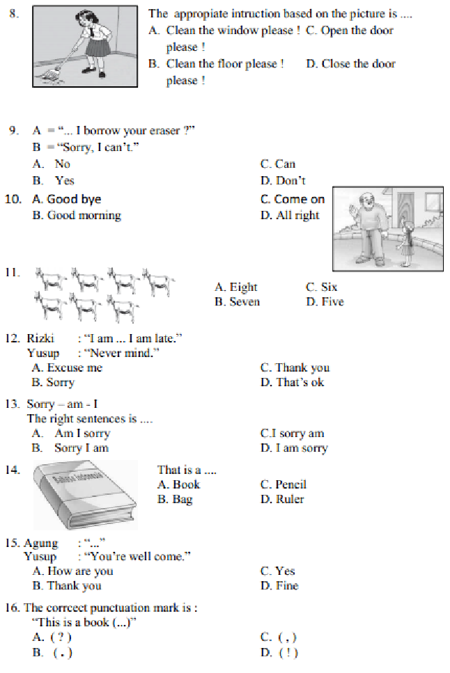 soal bahasa inggris kelas 4 sd essay