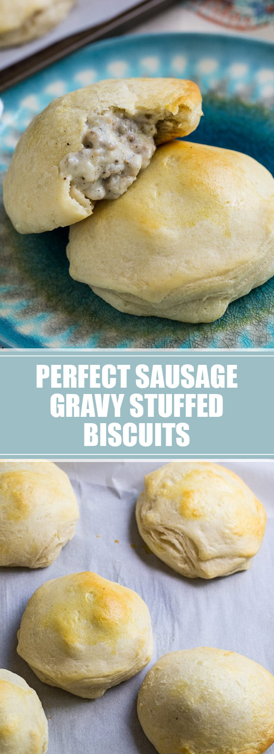 Perfect Sausage Gravy Stuffed Biscuits sausage biscuits